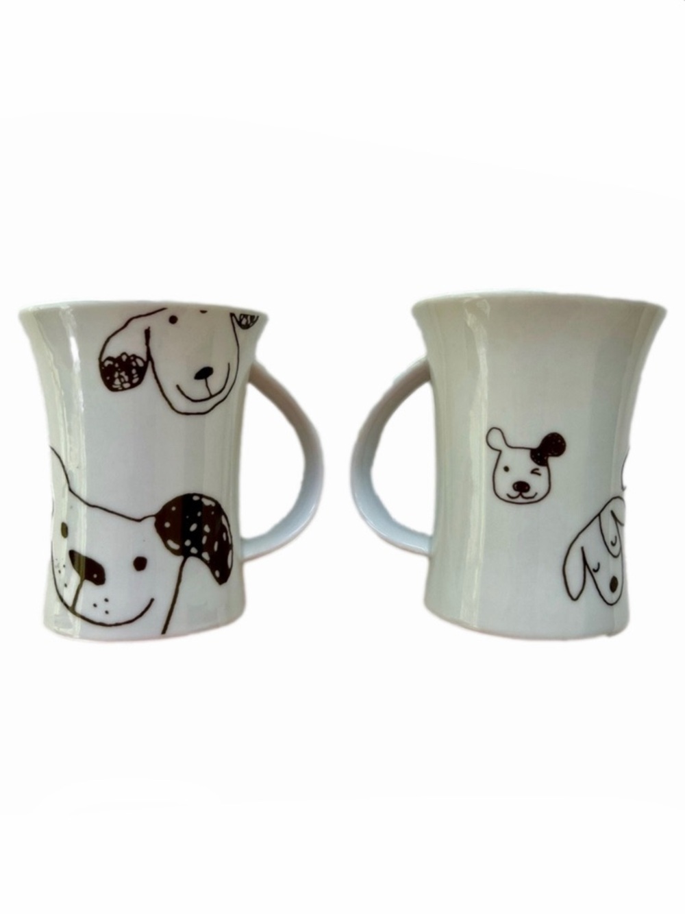 Cute Dog Mugs Set of 2 Porcelain White Ceramic “All My Sunshine” Sousaku Japan